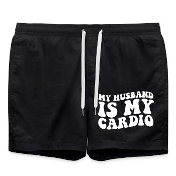 My Husband is My Cardio - Swim Trunks - black - Front - AI Model Male 185 light (185cm)