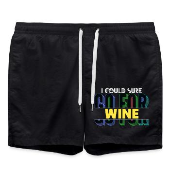 I Could Sure Go For Wine Fun Quote - Swim Trunks - black - Front - AI Model Male 185 light (185cm)