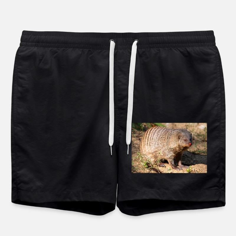 Gebänderte Manguste oder Zebramanguste Zebramanguste - Badeshorts - Schwarz