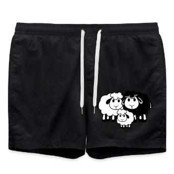 Familie Schaf 3 Papa Mama Eltern Kind Liebe Baby - Badeshorts - Schwarz - Vorne - AI Model Male 185 light (185cm)