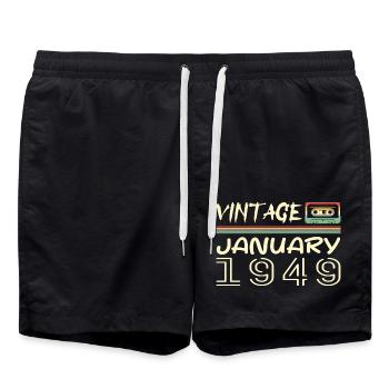 Vintage January 1949 - Birthday January 1949 - Swim Trunks - black - Front - AI Model Male 185 light (185cm)