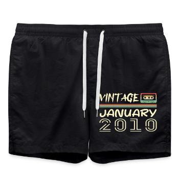 Vintage January 2010 - Anniversary January 2010 - Swim Trunks - black - Front - AI Model Male 185 light (185cm)