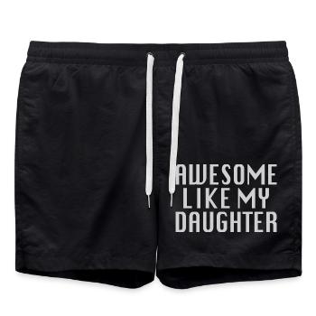 Awesome like my daughter Spruch Vatertag - Badeshorts - Schwarz - Vorne - AI Model Male 185 light (185cm)