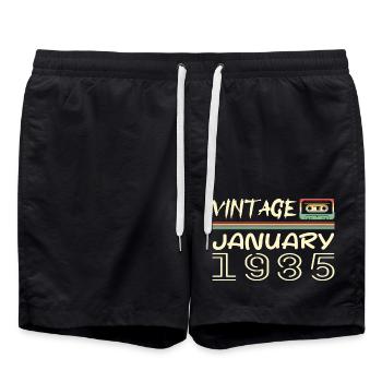 Vintage Janvier 1985 - Anniversaire Janvier 1985 - Short de bain - noir - Devant - AI Model Male 185 light (185cm)