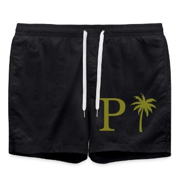 Lettre p vert Palm - Short de bain - noir - Devant - AI Model Male 185 light (185cm)