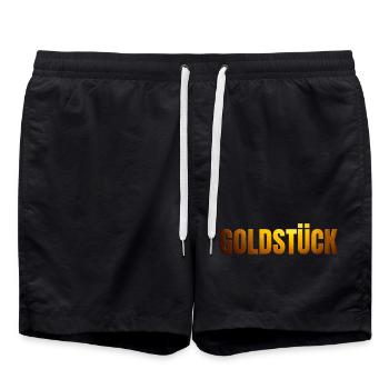 goldene Schrift GOLDSTÜCK - Badeshorts - Schwarz - Vorne - AI Model Male 185 light (185cm)