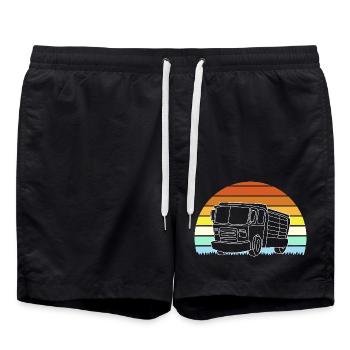 Construction Trailer Construction Site Vehicle Children's Birthday Party - Swim Trunks - black - Front - AI Model Male 185 light (185cm)
