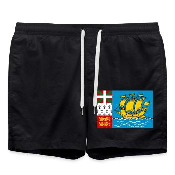 Drapeau de Saint-Pierre-et-Miquelon - Short de bain - noir - Devant - AI Model Male 185 light (185cm)