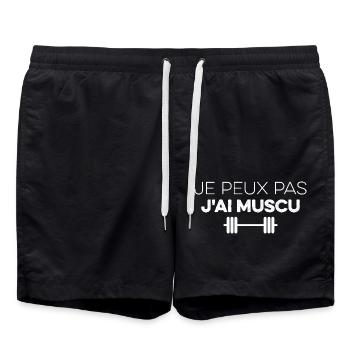 J'peux pas j'ai MUSCU - Musculation - Short de bain - noir - Devant - AI Model Male 185 light (185cm)