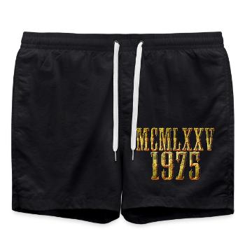 1975 Vintage Rétro des années 70 50 Né Fête d’anniversaire Femme - Short de bain - noir - Devant - AI Model Male 185 light (185cm)