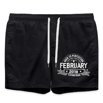 February 2018 - February 2018 Birthday 2018 Retro - Swim Trunks - black - Front - AI Model Male 185 light (185cm)