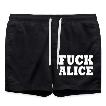 Fuck alice - Badeshorts - Schwarz - Vorne - AI Model Male 185 light (185cm)