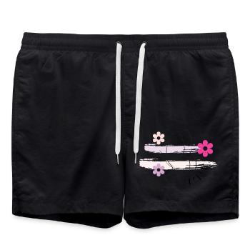 Minimalist Butterfly & Floral Art - Swim Trunks - black - Front - AI Model Male 185 light (185cm)