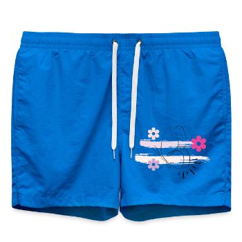 Minimalist Butterfly & Floral Art - Swim Trunks - cobalt blue - Front