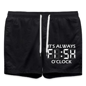 It's always fishing time - Swim Trunks - black - Front - AI Model Male 185 light (185cm)