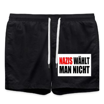 nazis wählt man nicht - Badeshorts - Schwarz - Vorne - AI Model Male 185 light (185cm)