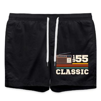 Jubiläum 1955 Retro-Klassiker - Badeshorts - Schwarz - Vorne - AI Model Male 185 light (185cm)