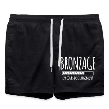 Tan Loading, Summer, Vacation, French - Swim Trunks - black - Front - AI Model Male 185 light (185cm)