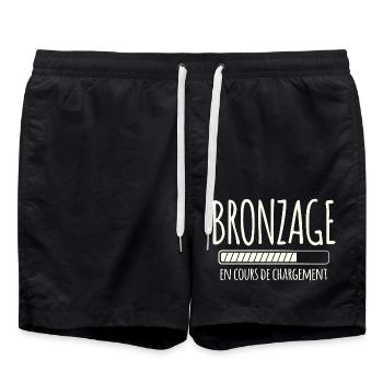 Tan Loading, Summer, Vacation, French - Swim Trunks - black - Front - AI Model Male 185 light (185cm)