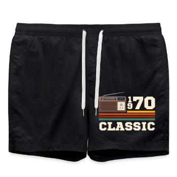 Anniversaire 1970 retro classic - Short de bain - noir - Devant - AI Model Male 185 light (185cm)