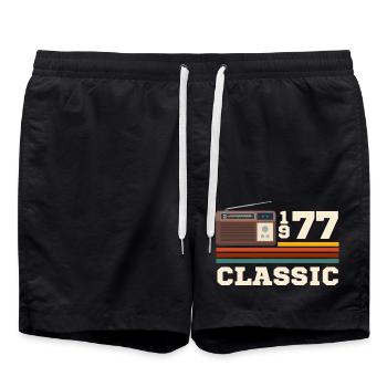 Anniversaire 1977 retro classic - Short de bain - noir - Devant - AI Model Male 185 light (185cm)