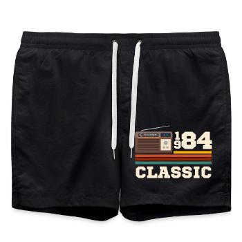 Anniversaire 1984 retro classic - Short de bain - noir - Devant - AI Model Male 185 light (185cm)