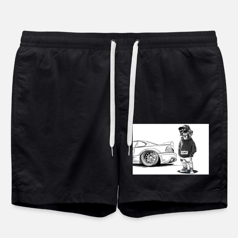 Tuner Dachshund - Swim Trunks - black