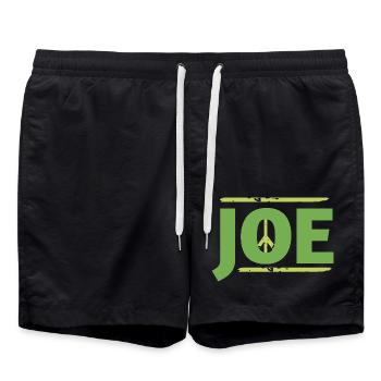 Joe in peace sign graphic - Swim Trunks - black - Front - AI Model Male 185 light (185cm)
