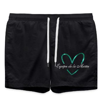 Team of The Bride Glitter Green Heart - Swim Trunks - black - Front - AI Model Male 185 light (185cm)