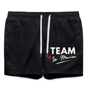 Bride Hearts Team - Brautgeschenk - Badeshorts - Schwarz - Vorne - AI Model Male 185 light (185cm)
