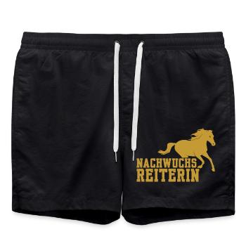 Pferdemädchen Spruch Geschenk Geschenkidee Hobby - Badeshorts - Schwarz - Vorne - AI Model Male 185 light (185cm)