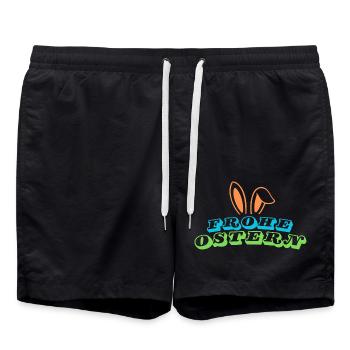 Frohe Ostern - Design mit Hasenohren - Badeshorts - Schwarz - Vorne - AI Model Male 185 light (185cm)