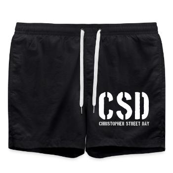CSD - Christopher Street Day - Gay - Lesbian - Badeshorts - Schwarz - Vorne - AI Model Male 185 light (185cm)