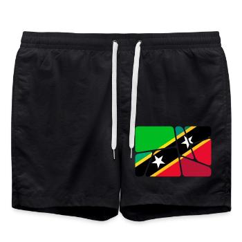 Land Flagge St. Kitts und Nevis - Badeshorts - Schwarz - Vorne - AI Model Male 185 light (185cm)