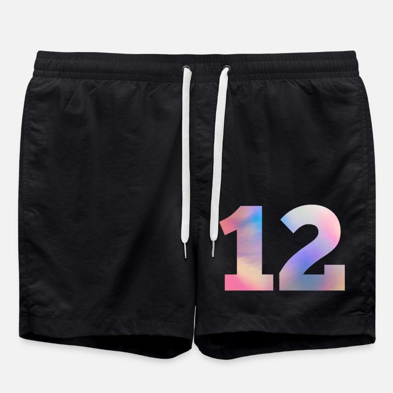Bunte Zahl 12 - Badeshorts - Schwarz