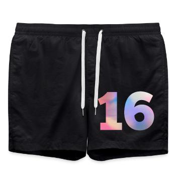 Numéro 16 coloré - Short de bain - noir - Devant - AI Model Male 185 light (185cm)