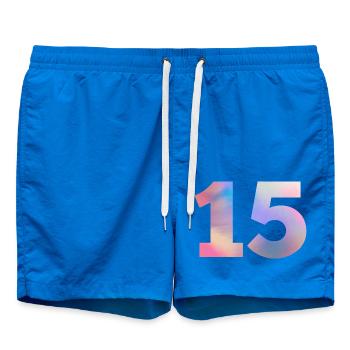 Colorful Number 15 - Swim Trunks - cobalt blue - Front
