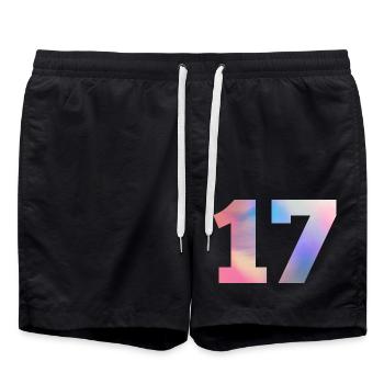Colorful Number 17 - Swim Trunks - black - Front - AI Model Male 185 light (185cm)
