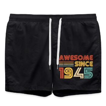 Awesome Since 1945 - Vintage Birthday Year Retro - Swim Trunks - black - Front - AI Model Male 185 light (185cm)