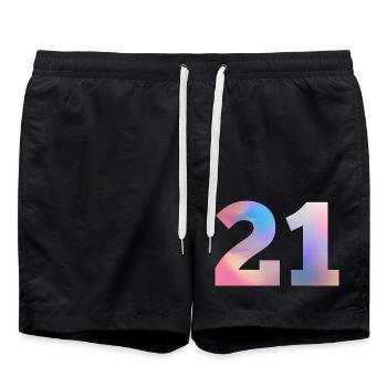Numéro 21 coloré - Short de bain - noir - Devant - AI Model Male 185 light (185cm)