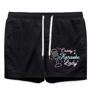Crazy Karaoke Lady Singing Singer - Badeshorts - Schwarz - Vorne - AI Model Male 185 light (185cm)