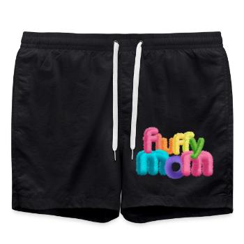 Fluffy Mom – Fluffy 3D Typography - Swim Trunks - black - Front - AI Model Male 185 light (185cm)