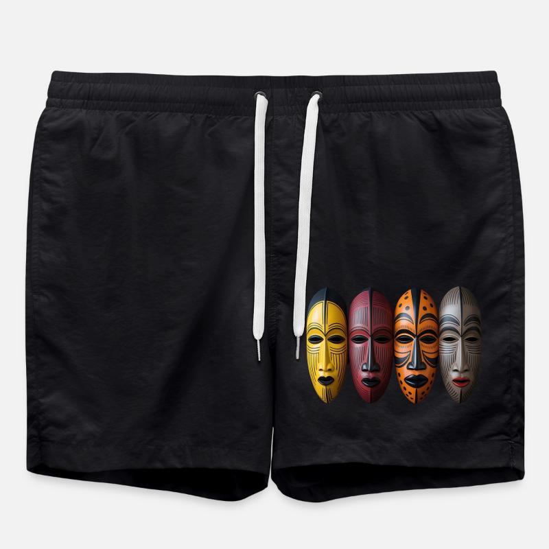 Masque africain - Short de bain - noir
