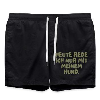 Heute rede ich nur mit meinem Hund. - Badeshorts - Schwarz - Vorne - AI Model Male 185 light (185cm)