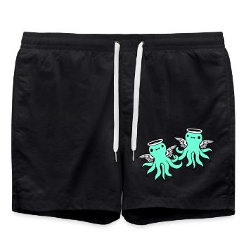 2 Oktopus Engel Team Freunde Flügel Heiligenschein - Badeshorts - Schwarz - Vorne - AI Model Male 185 light (185cm)