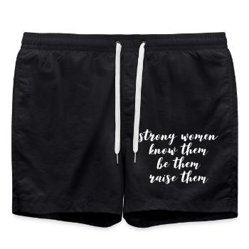 Starke Frauen kennen sie, seien sie, erziehen sie - Badeshorts - Schwarz - Vorne - AI Model Male 185 light (185cm)