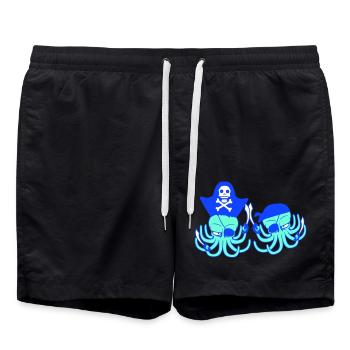 Two Octopus Pirate Sailing Crew Captain 2 Buccaneers - Swim Trunks - black - Front - AI Model Male 185 light (185cm)