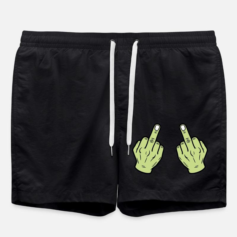 Mittelfinger Hand Frech - Badeshorts - Schwarz