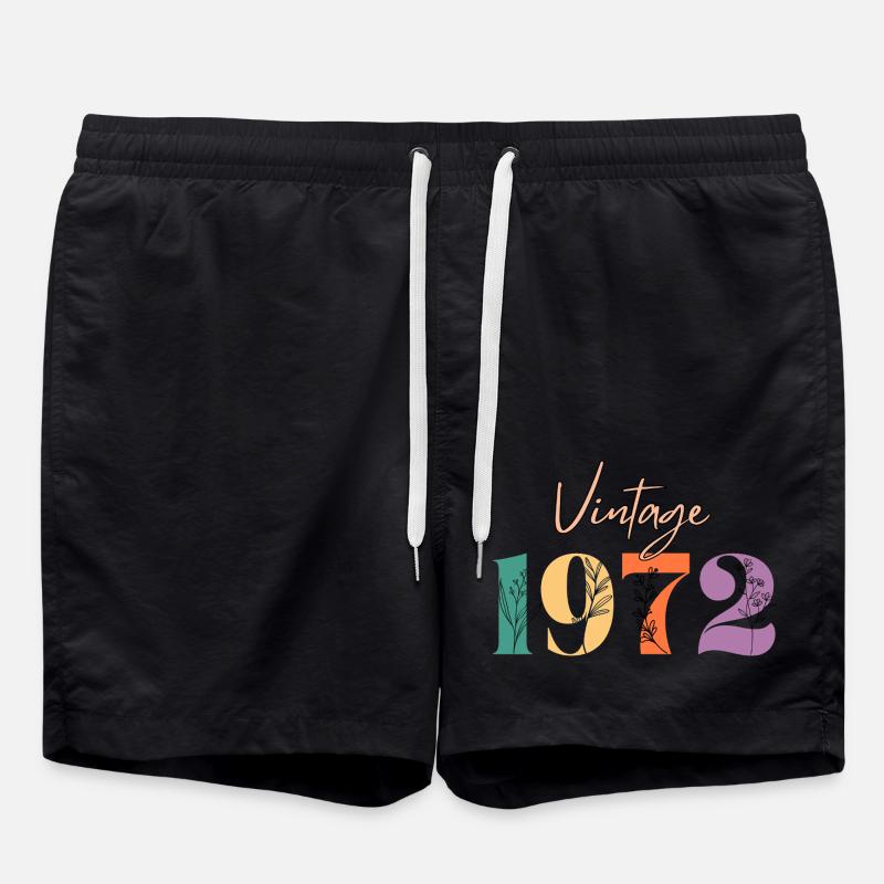 Vintage 1972 florale - Short de bain - noir