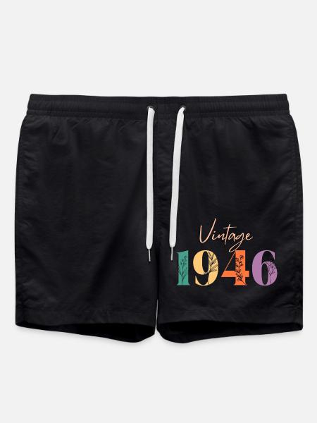 Jahrgang 1946 Blumen - Badeshorts - Schwarz
